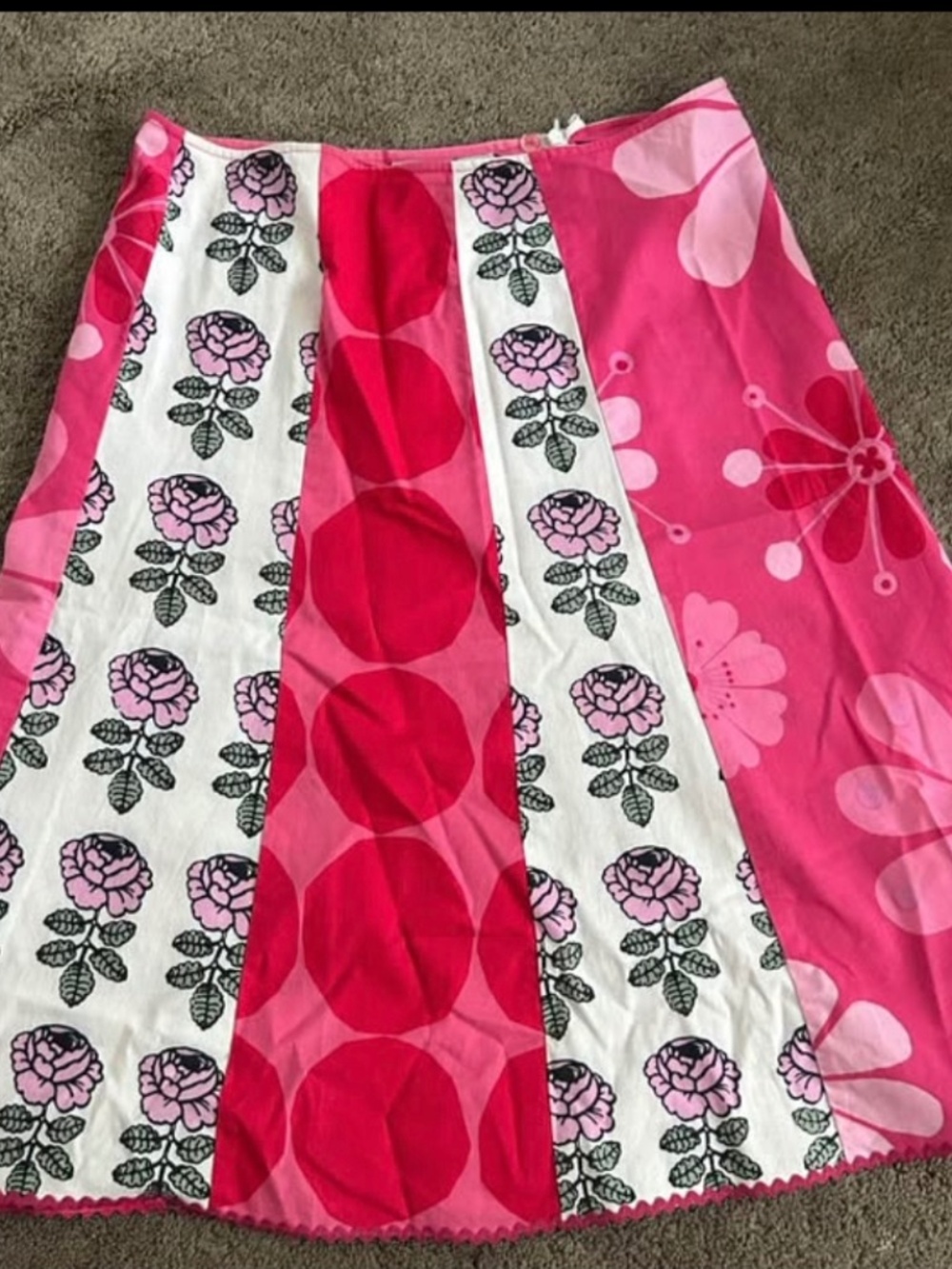 Vintage Marimekko Skirt Size 8 Pink Floral Graphic 100% Cotton Made in Estonia
